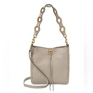 Rebecca Minkoff Darren Feed Bag Small Crossbody Bag Leather Gray